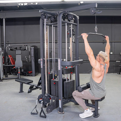 4 Stack Megatron Standard Jungle Gym - 2 Colors - Muscle D Fitness - Low Row, Lat Pulldown, Single Handle Hi/low Pulley, Double Hi/Low Pulley - Grit Grind Strength