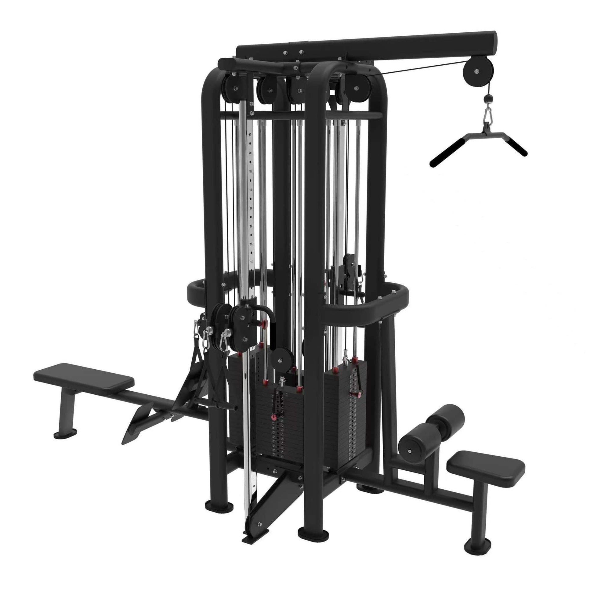 4 Stack Megatron Standard Jungle Gym - 2 Colors - Muscle D Fitness - Low Row, Lat Pulldown, Single Handle Hi/low Pulley, Double Hi/Low Pulley - Grit Grind Strength