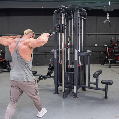 4 Stack Megatron Standard Jungle Gym - 2 Colors - Muscle D Fitness - Low Row, Lat Pulldown, Single Handle Hi/low Pulley, Double Hi/Low Pulley - Grit Grind Strength