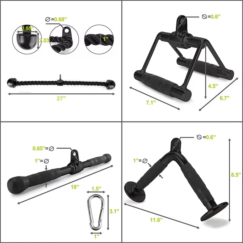 Custom Black Pulley Cable Attachment Sets  for Lat Pulls