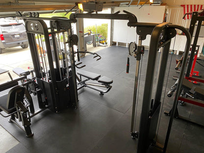 5 Stack Megatron Compact Multi - Gym - Muscle D Fitness - Lat Pull, Low Row, Bench Press, Lat Pull, Leg Ext / Curl - Grit Grind Strength