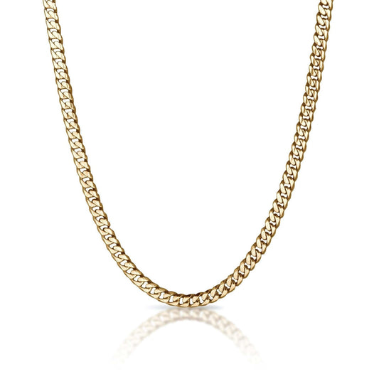 6mm Cuban Link Chain Necklace - 14K Gold Plated Stainless Steel - Grit Grind Strength