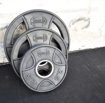 7' Hard Chrome Triple Bearing Olympic Bar and Bumper Plate Set - Grit Grind Strength
