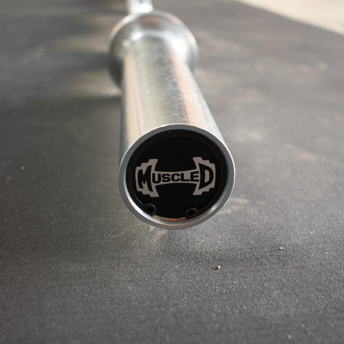 7' Hard Chrome Triple Bearing Olympic Bar - Muscle D Fitness - Precision Performance Grade Knurling - Grit Grind Strength