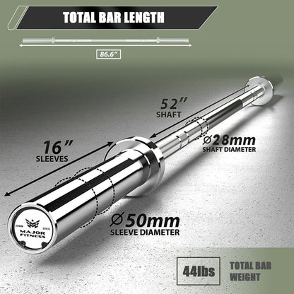 7ft 45lb Home Gym Barbell Chrome Black - Grit Grind Strength