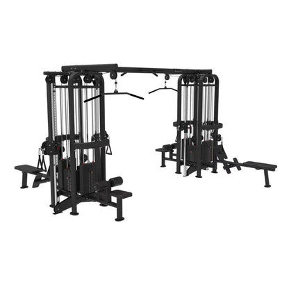 8 Stack Megatron Standard Jungle Gym - 2 Colors - Muscle D Fitness - Black/Silver, Lat Pulldown, Pull - up, Low Row, Single/Double Pulleys - Grit Grind Strength