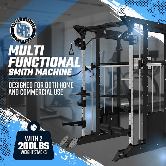 All-in-One Home Gym, Power Rack w/ Smith Machine & Functional Trainer w/ 2x - 220lb weight stacks (New) - Grit Grind Strength