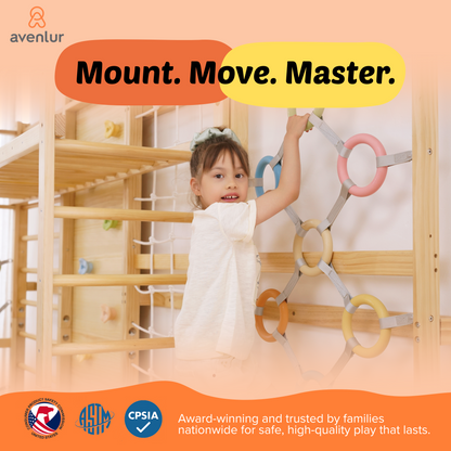 Walnut Modular 9-in-1 Swedish Ladder Wall Gym – Indoor Climber for Kids & Toddlers