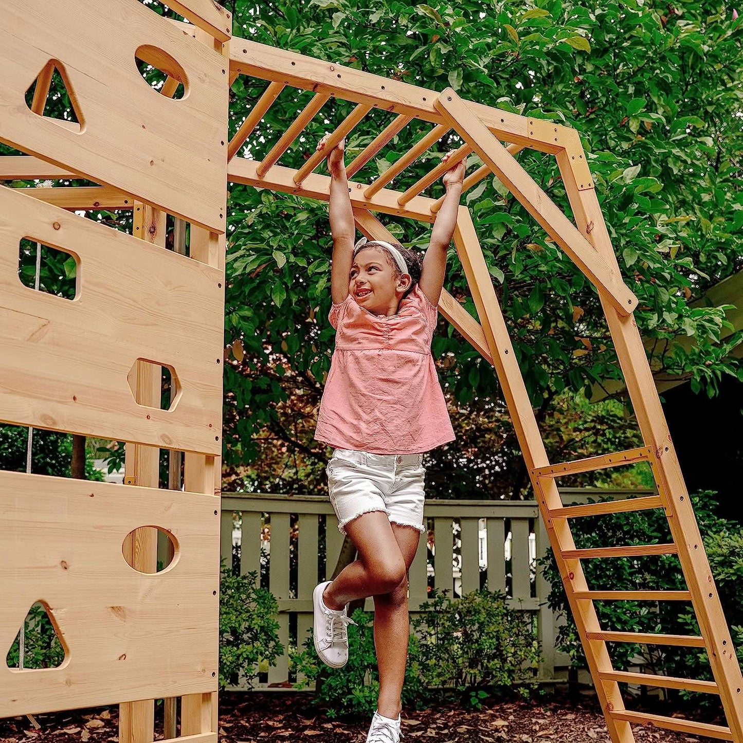Avenlur Hawthorn XL Wooden Outdoor Playset – Slide, Swing, Climbing Wall & Monkey Bars | Backyard Playground Set for Kids - Grit Grind Strength