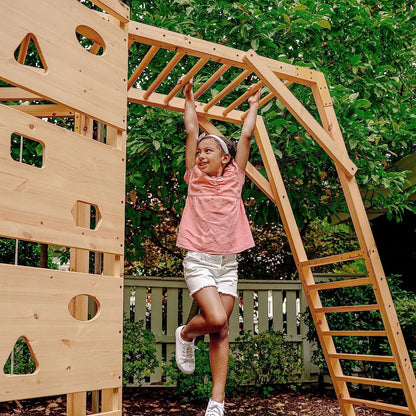 Avenlur Hawthorn XL Wooden Outdoor Playset – Slide, Swing, Climbing Wall & Monkey Bars | Backyard Playground Set for Kids - Grit Grind Strength