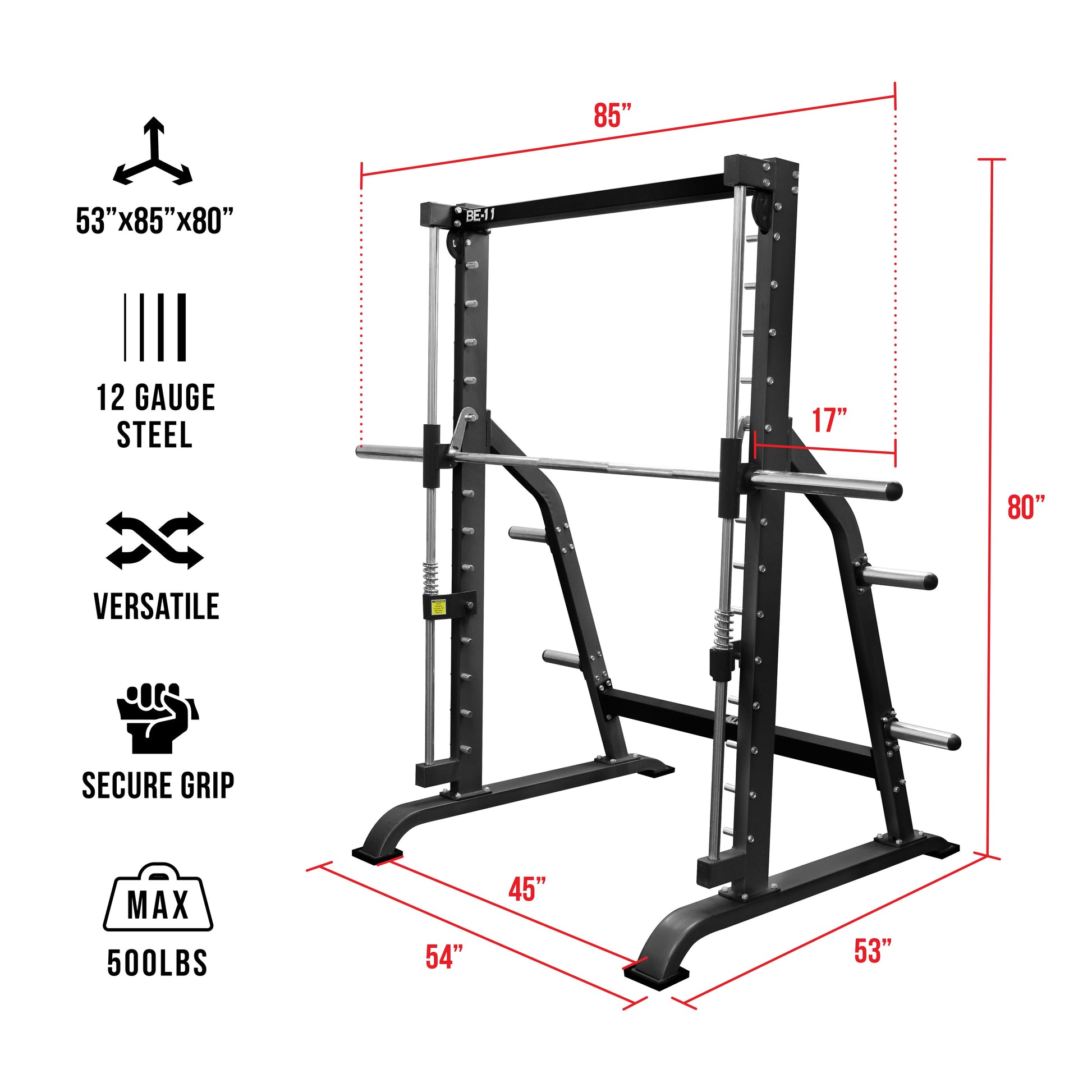 Counterbalanced Smith Machine with Plate Storage Pegs - Grit Grind Strength