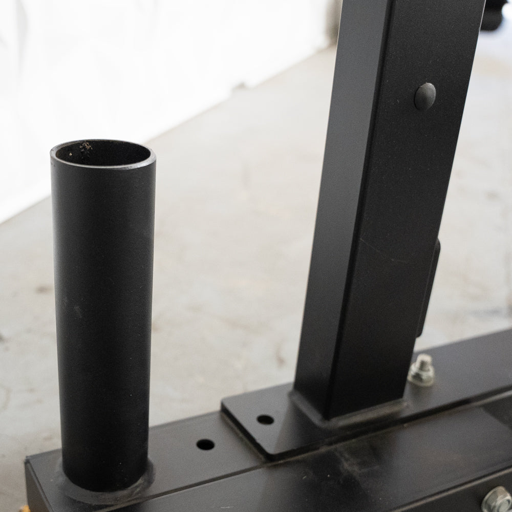 Deluxe Half Rack - Muscle D Fitness - Heavy Duty - Adjustable Safety Bars - Pull Up - Vertical Olympic Bar Storage - Grit Grind Strength