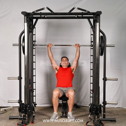 Muscle D Fitness Dual Adjustable Pulley Smith Combo – Full Body Trainer - Grit Grind Strength