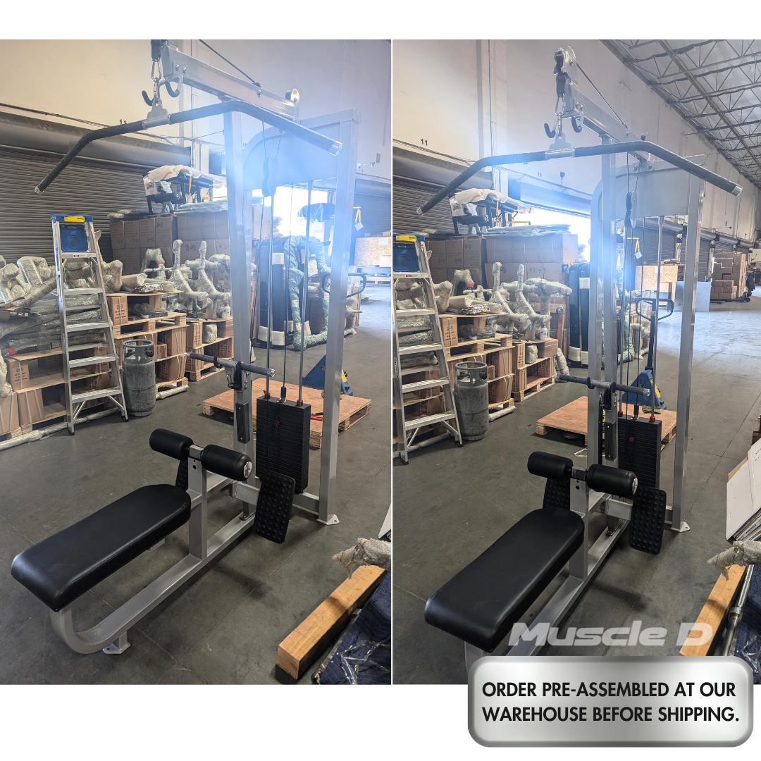 Combo de remo dorsal y bajo de doble función - Muscle D Fitness - Sentado - Selector de pasadores - Calidad comercial