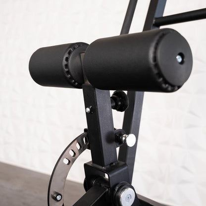 Excel Standing Hip Thrust - Muscle D Fitness - Plate Load Extension - Band Compatible - Adjustable Pads - Grit Grind Strength