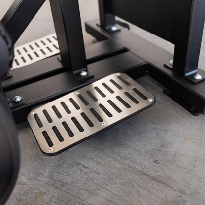 Excel Standing Hip Thrust - Muscle D Fitness - Plate Load Extension - Band Compatible - Adjustable Pads - Grit Grind Strength