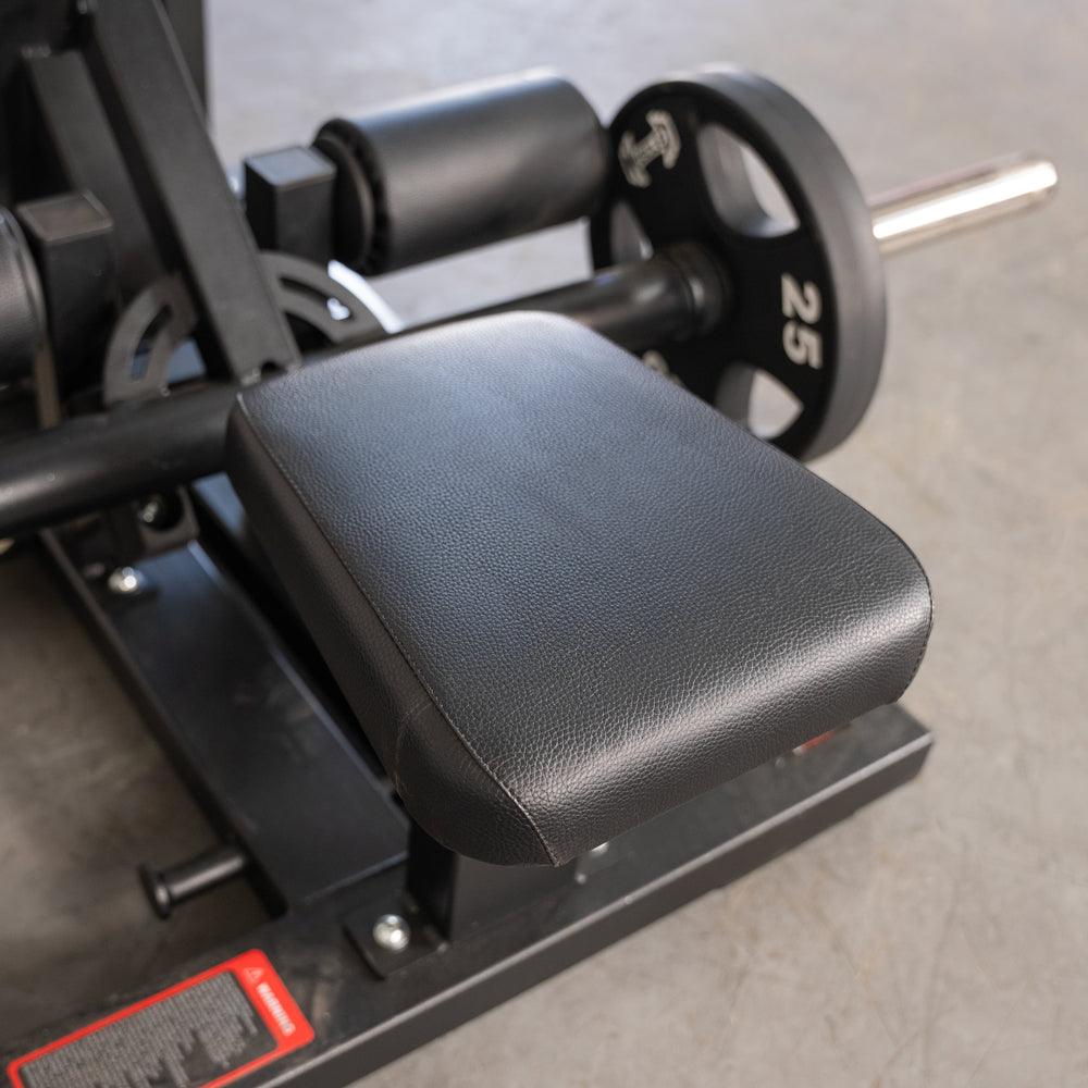 Excel Standing Hip Thrust - Muscle D Fitness - Plate Load Extension - Band Compatible - Adjustable Pads - Grit Grind Strength