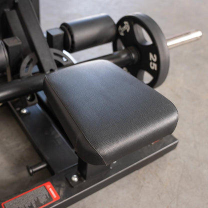 Excel Standing Hip Thrust - Muscle D Fitness - Plate Load Extension - Band Compatible - Adjustable Pads - Grit Grind Strength