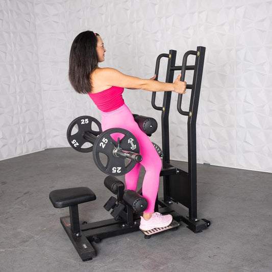 Excel Standing Hip Thrust - Muscle D Fitness - Plate Load Extension - Band Compatible - Adjustable Pads - Grit Grind Strength