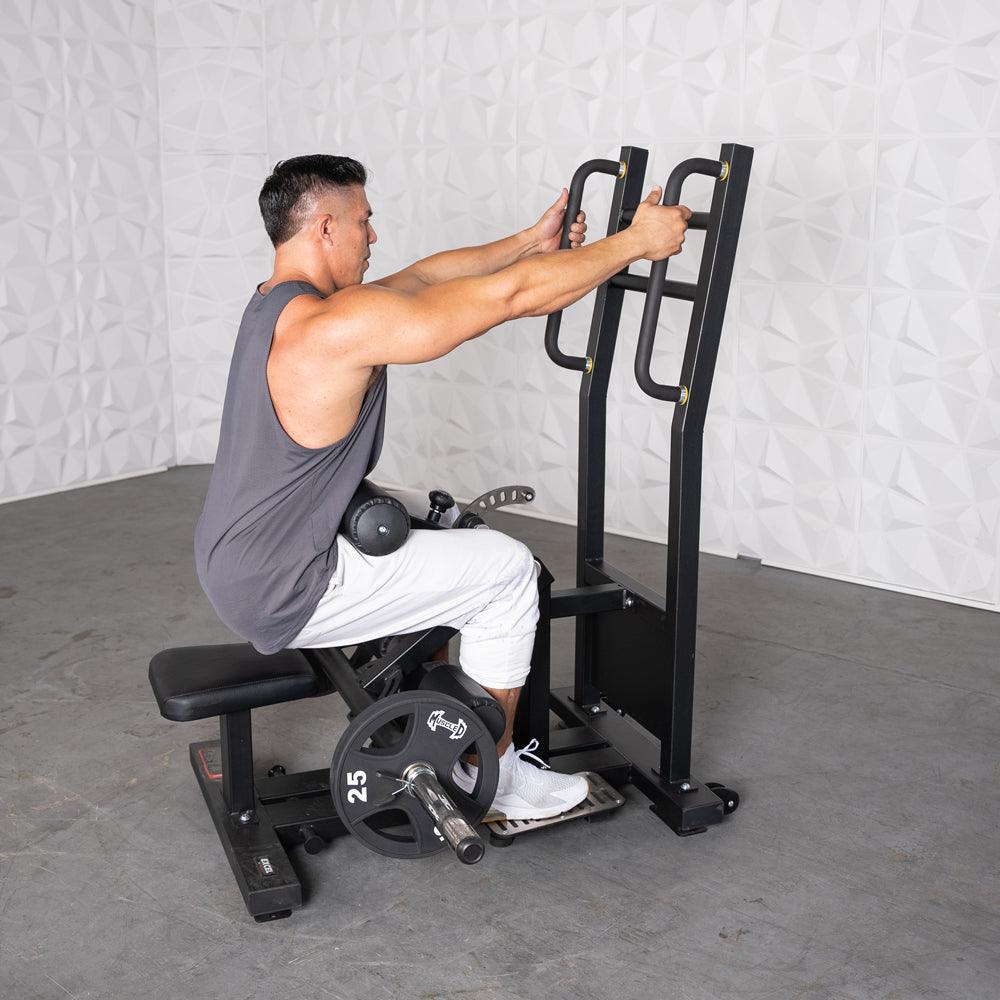 Excel Standing Hip Thrust - Muscle D Fitness - Plate Load Extension - Band Compatible - Adjustable Pads - Grit Grind Strength