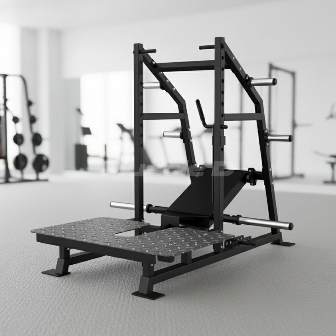 Excel Belt Squat - Muscle D Fitness - Plate Loaded Belt Squat w/ Plate Storage - Grit Grind Strength