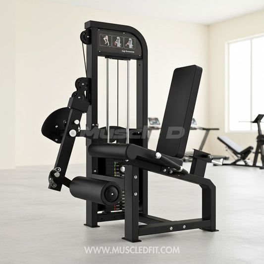 Excel Seated Leg Extension - Muscle D Fitness - Selectorized Knee Extension - Grit Grind Strength