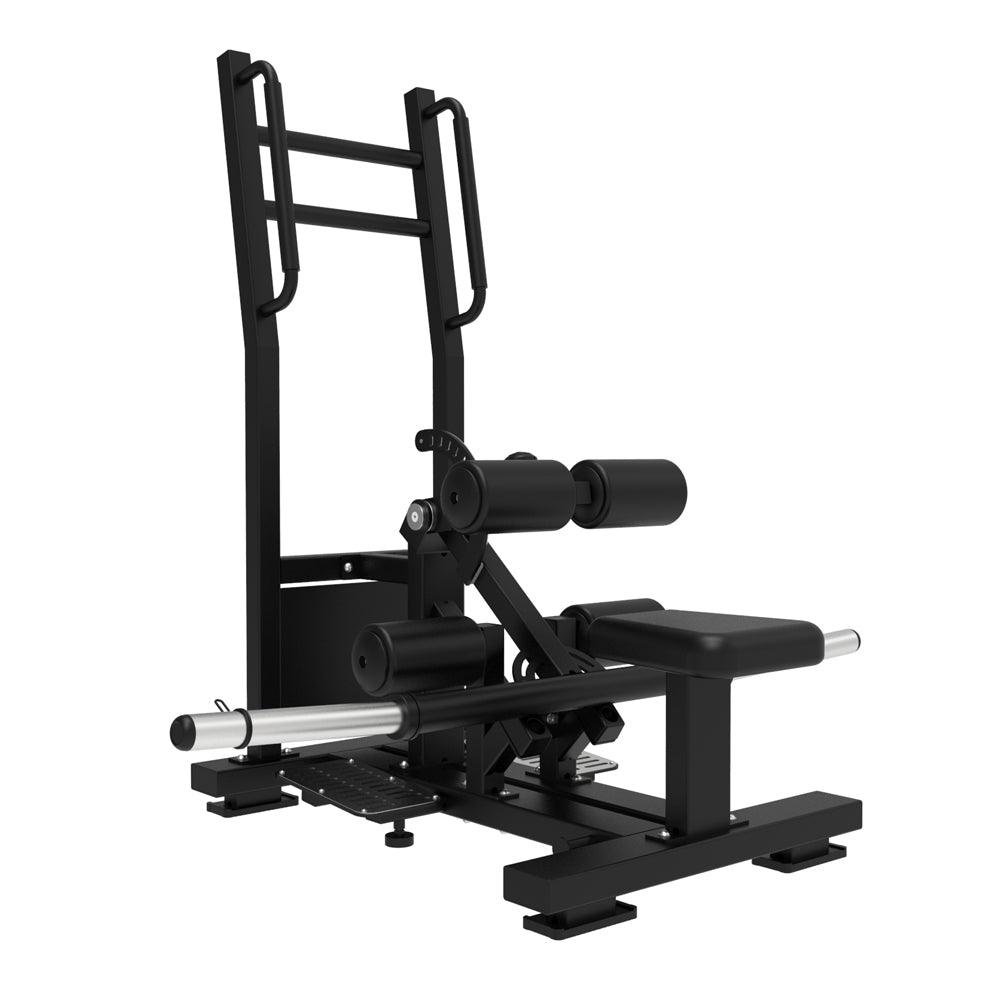Excel Standing Hip Thrust - Muscle D Fitness - Plate Load Extension - Band Compatible - Adjustable Pads - Grit Grind Strength