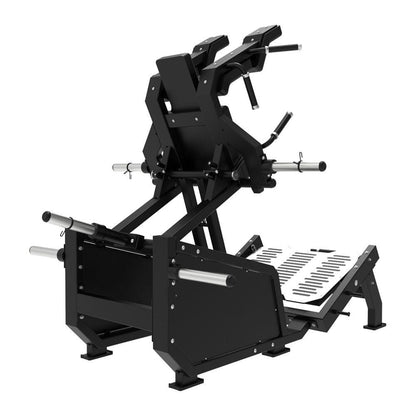 Excel Glute Line Hack Squat / Front Squat - Muscle D Fitness - Plate Load Squat Machine - Counter Balanced - Plate Storage Pegs - Grit Grind Strength