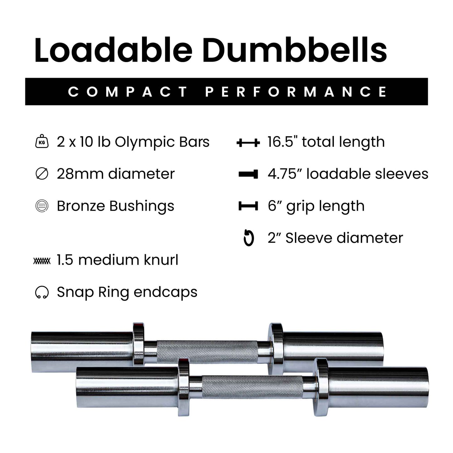 Loadable Dumbbell Bars - Pair