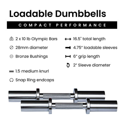 Loadable Dumbbell Bars - Pair