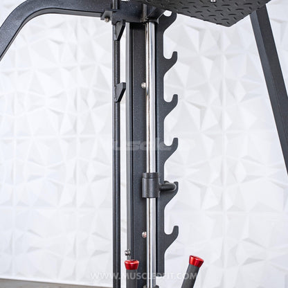 Excel Vertical Leg Press - Muscle D Fitness - Plate Load Leg Press - Adjustabe Back Pad - Weight Storage Pegs - Safety stops