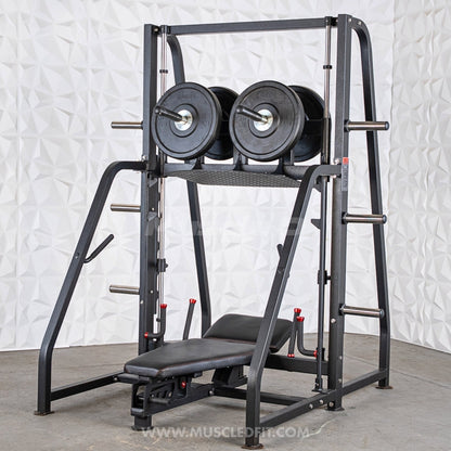 Excel Vertical Leg Press - Muscle D Fitness - Plate Load Leg Press - Adjustabe Back Pad - Weight Storage Pegs - Safety stops