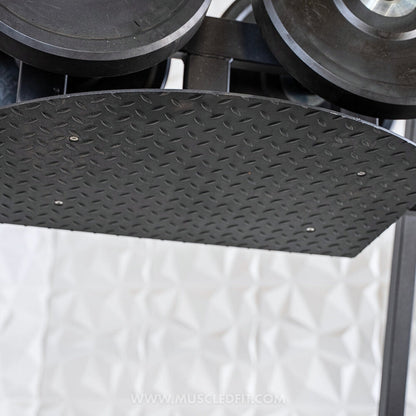 Excel Vertical Leg Press - Muscle D Fitness - Plate Load Leg Press - Adjustabe Back Pad - Weight Storage Pegs - Safety stops