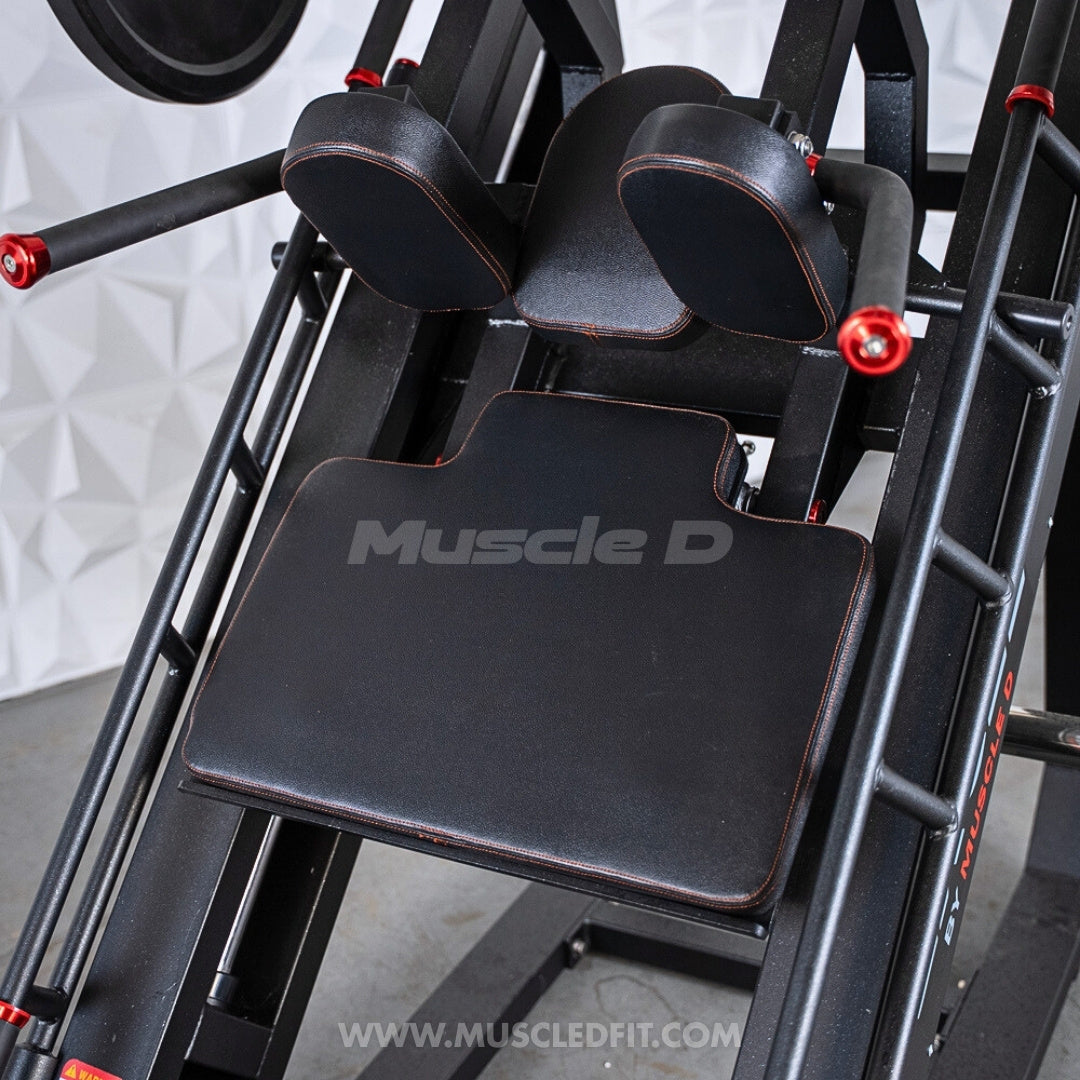Excel Linear Hack/Leg Press - Muscle D Fitness - Plate Load Hack Squat Combo - Weight Storage Pegs - Adjustable Foot Plate / Back Pad