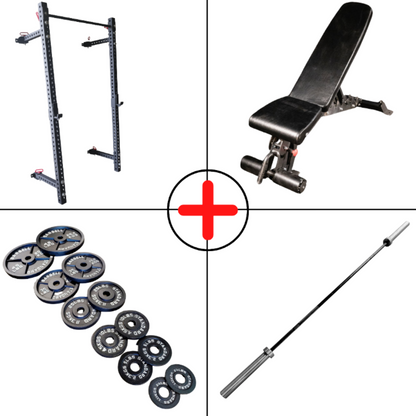 NEW Compact Olympic Plate Home Gym Package - Grit Grind Strength