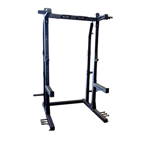 NEW Lethal Fitness Half Rack Squat Rack with Band Pegs, Storage - Grit Grind Strength