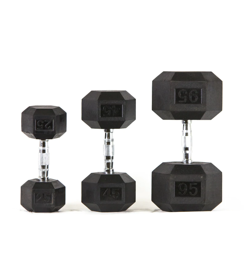 NEW Rubber Hex Dumbbell Set 5-100lb Full Set Hex Dumbbells - Grit Grind Strength