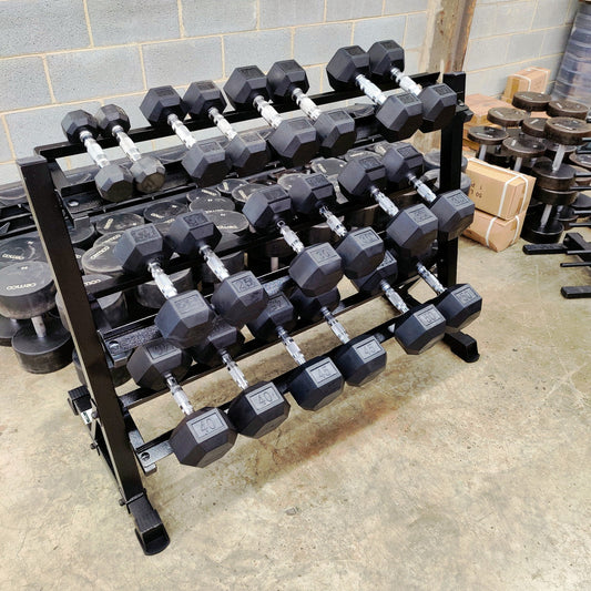 NEW Rubber Hex Dumbbell Set 5-50lb Full Set Hex Dumbbells - Grit Grind Strength