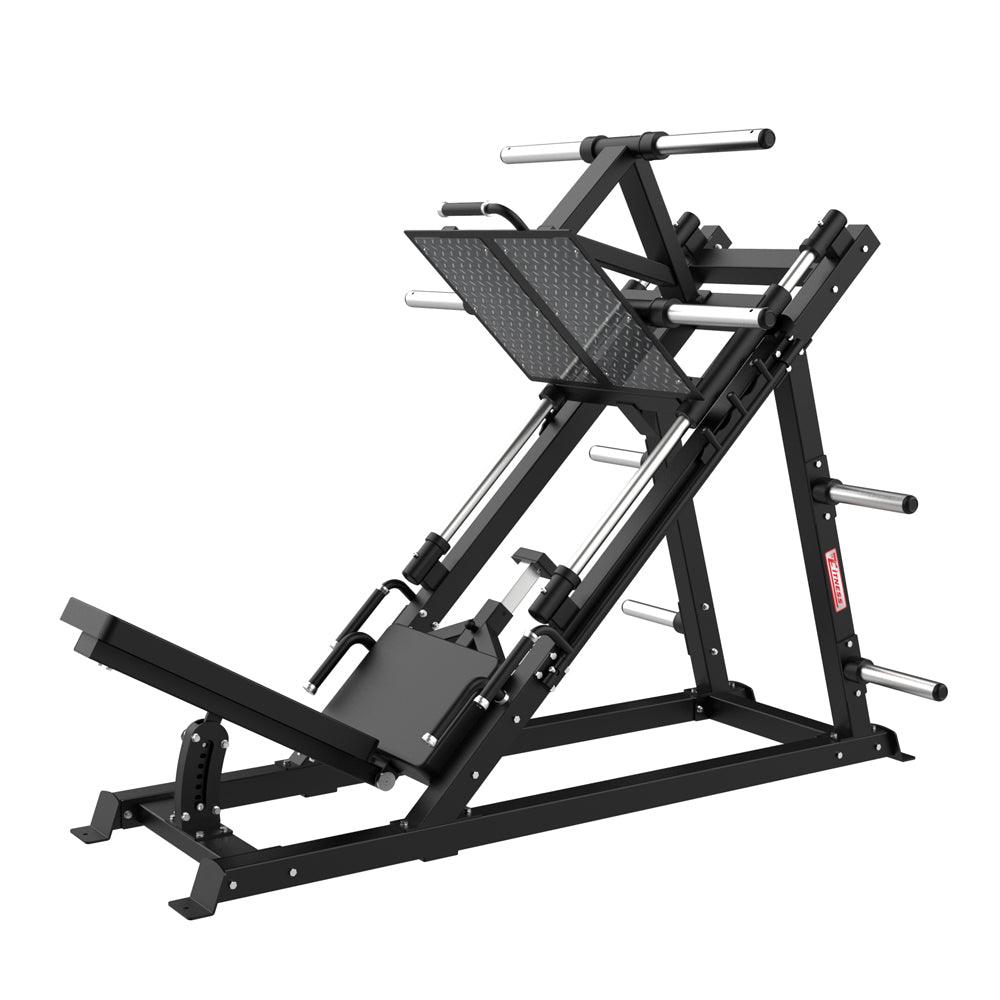 Excel Open Linear Bearing Leg Press - Muscle D Fitness - Plate Load Leg Machine - Weight Storage Pegs - Adjustable Seat - Grit Grind Strength