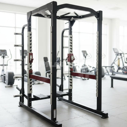 Power Cage - Muscle D Fitness - Commercial Squat Rack - Functional Pull-Up Bar - 10 Weight Storage Pegs - Power Rack - Grit Grind Strength