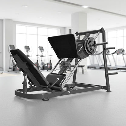 Excel Roller Bearing Leg Press - Muscle D Fitness - Plate Load Leg Press - Weight Storage Pegs - Adjustable Back Pad - Grit Grind Strength