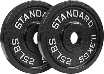 Weight Plates 85LB Set - Olympic 2 inch Center Premium Coating 2x 25lb, 10lb, 5lb, and 2.5lb for Olympic Weight Lifting Barbells