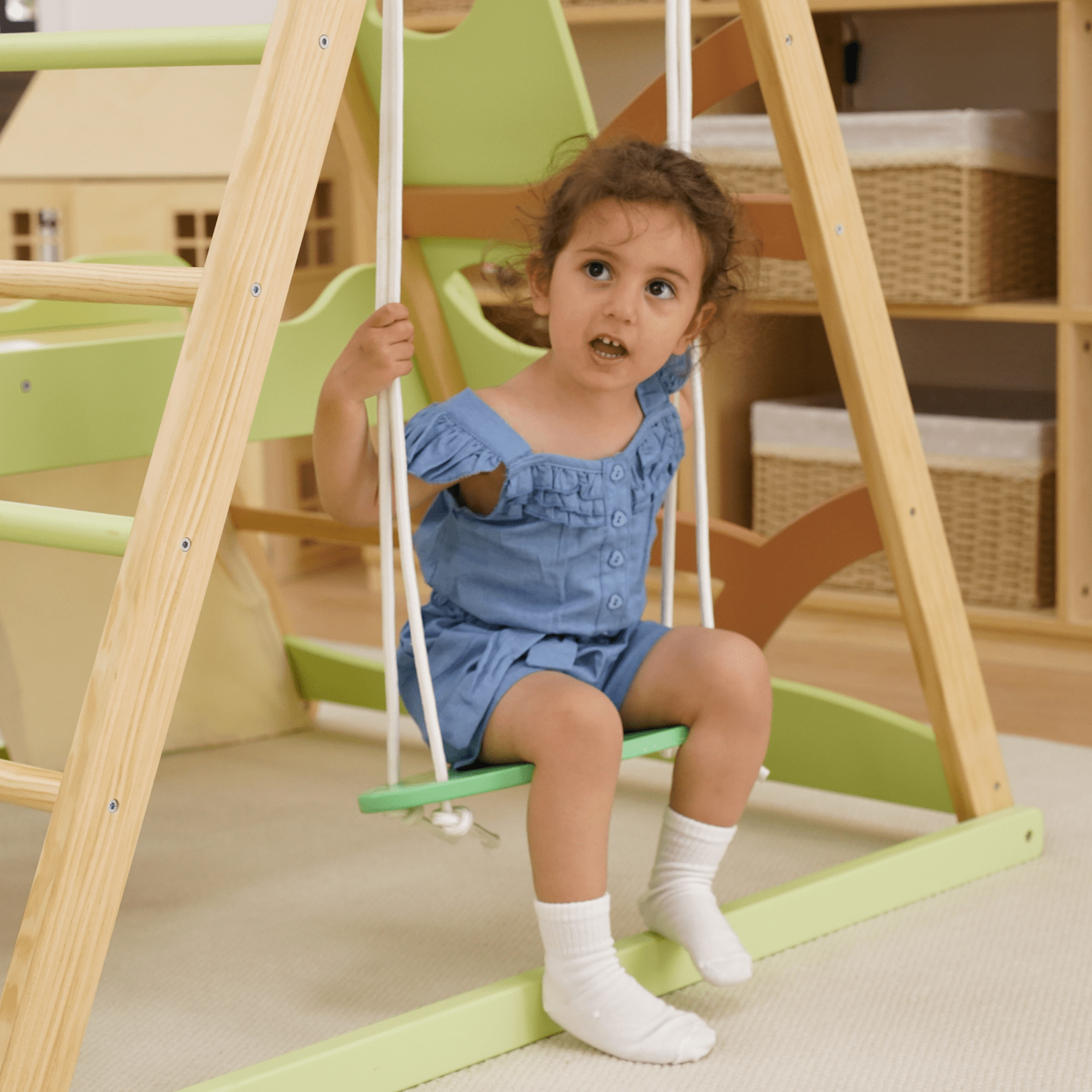 Avenlur Bush 6 - in - 1 Indoor Wooden Jungle Gym Climber – Montessori Toddler Playset with Slide, Rock Wall, Ladder & More - Grit Grind Strength