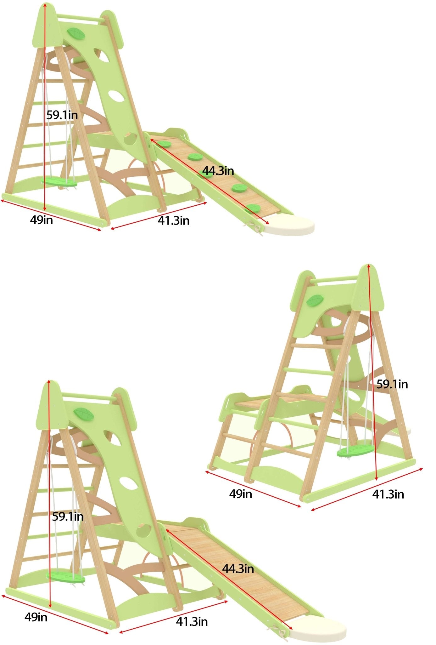 Avenlur Bush 6 - in - 1 Indoor Wooden Jungle Gym Climber – Montessori Toddler Playset with Slide, Rock Wall, Ladder & More - Grit Grind Strength