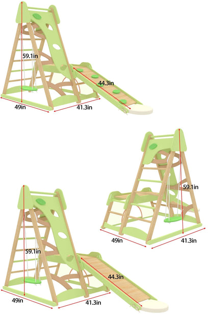 Avenlur Bush 6 - in - 1 Indoor Wooden Jungle Gym Climber – Montessori Toddler Playset with Slide, Rock Wall, Ladder & More - Grit Grind Strength