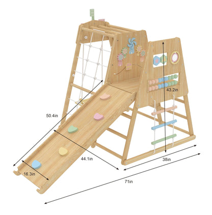 Avenlur Cherry 5 - in - 1 Wooden Indoor Climber – Montessori Play Gym for Toddlers & Kids - Grit Grind Strength