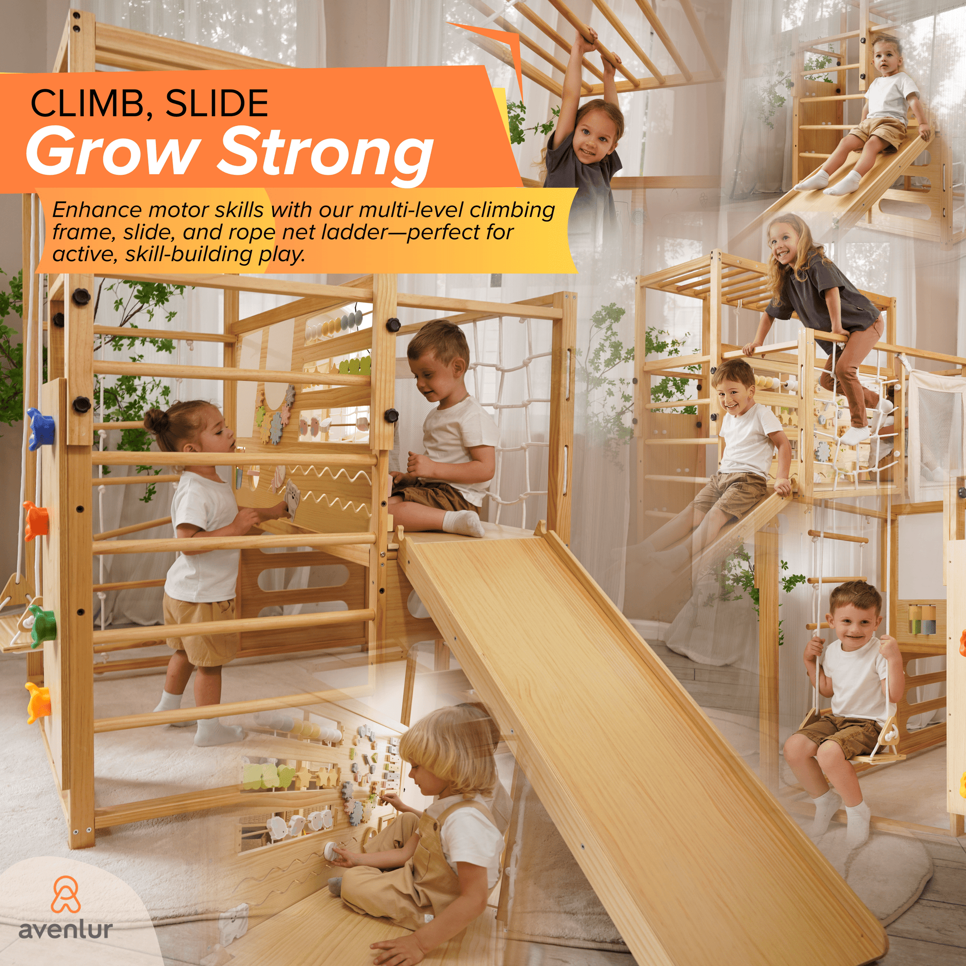 Avenlur.com Indoor Alpine Adventure Indoor Play Gym – Climber, Slide & Kids Activity Set