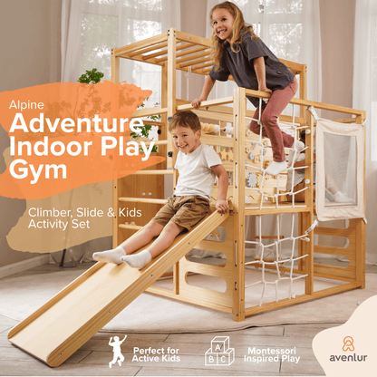 Avenlur.com Indoor Alpine Adventure Indoor Play Gym – Climber, Slide & Kids Activity Set