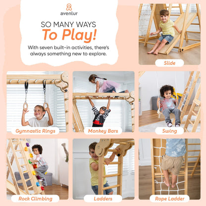 Avenlur.com Indoor Chestnut - 8-in-1 Jungle Gym for Toddlers