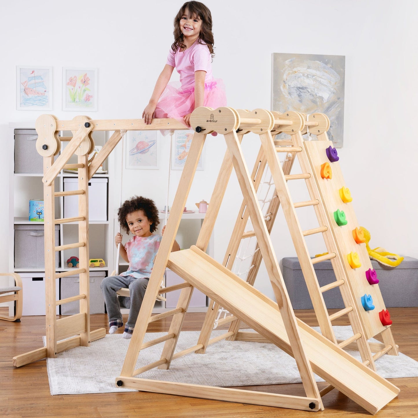 Avenlur.com Indoor Chestnut - 8-in-1 Jungle Gym for Toddlers